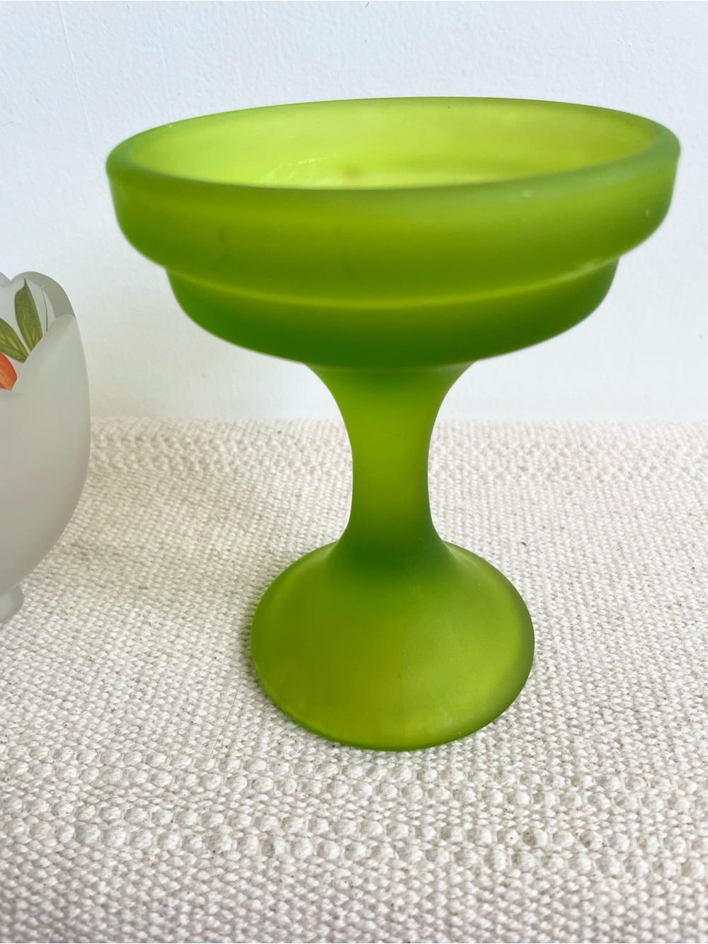 Westmoreland Fairy Lamp Frosted Green Stand Orange Rose - Picture 12 of 16